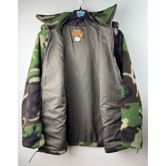 Cabelas Whitetails Men's Medium Camo Polar Fleece Hunting Jacket Zip Up - Picture 3 of 9